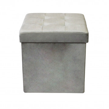 Pouf contenitore quadrato in velluto tortora 38x38x38 cm