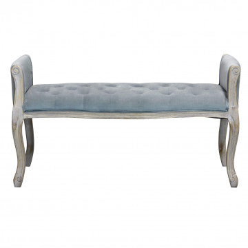 Panca in legno rivestimento velluto grigio 113 x 48 x 45-60 cm