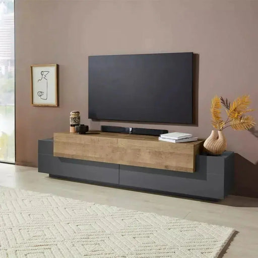 Porta TV Corona 200 cm - Colori Anthracite/Oak - Dimensioni 356 200 x 45 x 51,6 cm Porta tv Italy Web forniture   