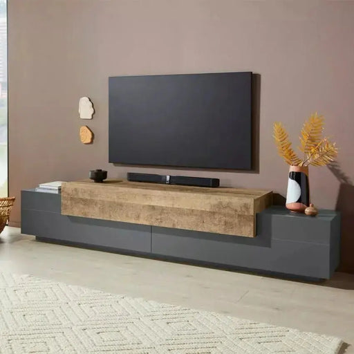 Porta TV Corona - 240 x 45 x 51,6 cm - Antracite/Quercia 356K Porta tv Italy Web forniture   