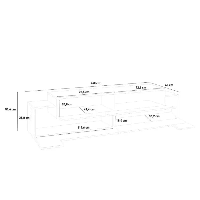 Porta TV Corona - 240 x 45 x 51,6 cm - Antracite/Quercia 356K Porta tv Italy Web forniture   