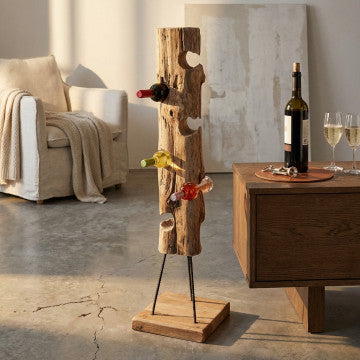 Porta bottiglie in legno di teak, dimensioni 36x35x150 cm