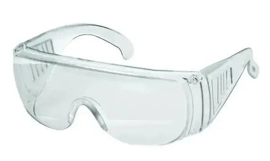 Occhiali di protezione trasparenti Ingco con lenti avvolgenti anti-UV e struttura resistente agli impatti. Ideali per maschere di foratura e ispezione.