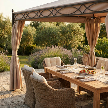 Gazebo 3x3 metri telo poliestere beige 200-160 gr zanzariera