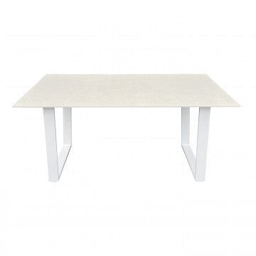Tavolo 160x90 con piano in pietra sinterizzata e struttura alluminio