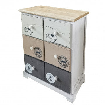 Mobiletto in legno con 6 cassetti 48x29x56 cm