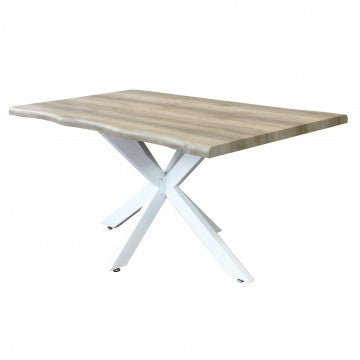Tavolo piano MDF melaminico nodato 160x90 cm struttura metallo bianca