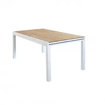 Table extensible Cayman en Aluminium avec plateau en Polywood couleur Teck
