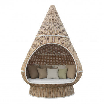 Chaise longue in alluminio verniciato e rattan, 200x296x200 cm