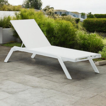 Lettino impilabile in alluminio e textilene dimensioni 198x72x35,5 cm