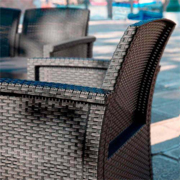 Salotto 2 posti polipropilene wicker con cuscini inclusi