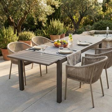 Tavolo allungabile 180/240 x 100 cm in polywood grigio e alluminio