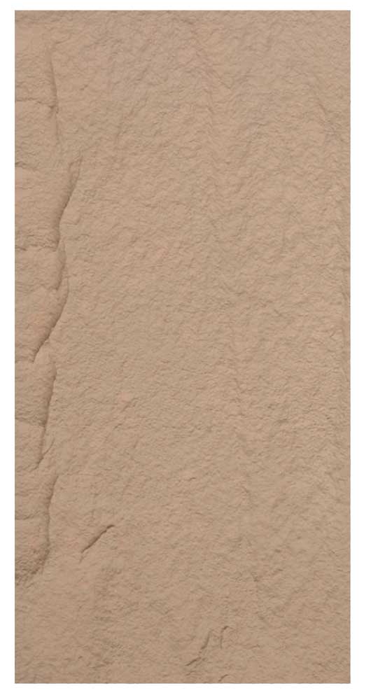 Pannello murale effetto pietra beige con superficie ruvida e crepe visibili, ideale per rivestimenti interni in stile naturale, dimensioni 120x60x3 cm.