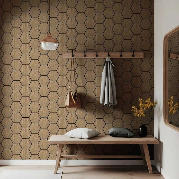Pannello murale fonoassorbente esagonale effetto rovere 62,6x76,6 cm