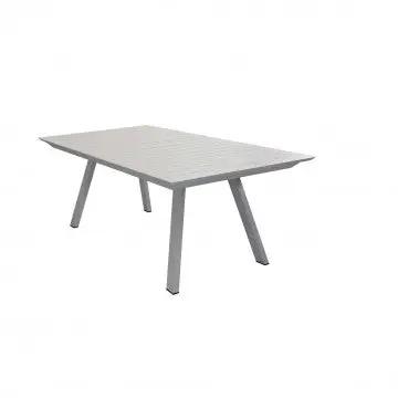 Tavolo Zante in versione compatta da 200 cm, struttura in alluminio grigio chiaro, perfetto per ambienti moderni.
