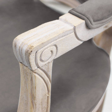 Poltrona in velluto taupe con struttura in legno 55x51x100 cm
