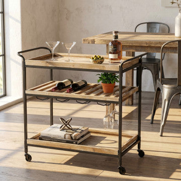 Mobile in ferro e legno con 3 ripiani 87,3 x 42,5 x 77 cm