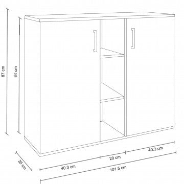 Mobiletto 2 Ante 3 Mensole Rovere Chiaro Antracite 101x87h cm