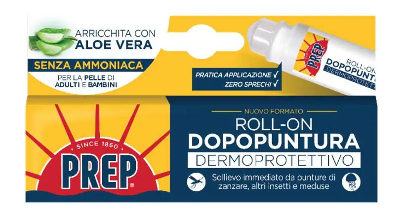 Confezione di roll-on dopopuntura con aloe vera, formato da 15 ml, senza ammoniaca, ideale per la pelle di adulti e bambini, con applicatore pratico
