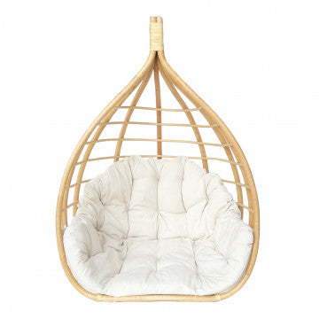 Dondolo sospeso in bamboo con cuscini beige 88x77x112 cm