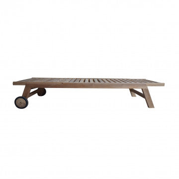 Lettino in teak massello, dimensioni 200x76x35 cm, colore marrone chiaro