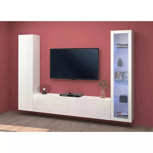 Parete attrezzata Maruska per soggiorno, 180 x 30 x 40 cm - Bianco lucido Soggiorni Italy Web forniture   