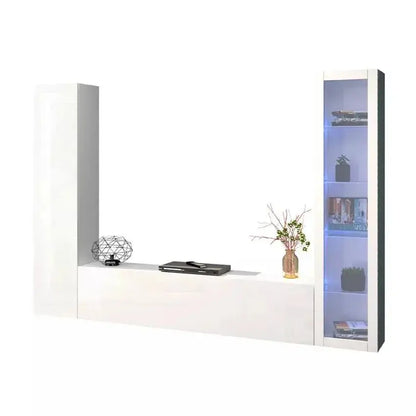 Parete attrezzata Maruska per soggiorno, 180 x 30 x 40 cm - Bianco lucido Soggiorni Italy Web forniture   