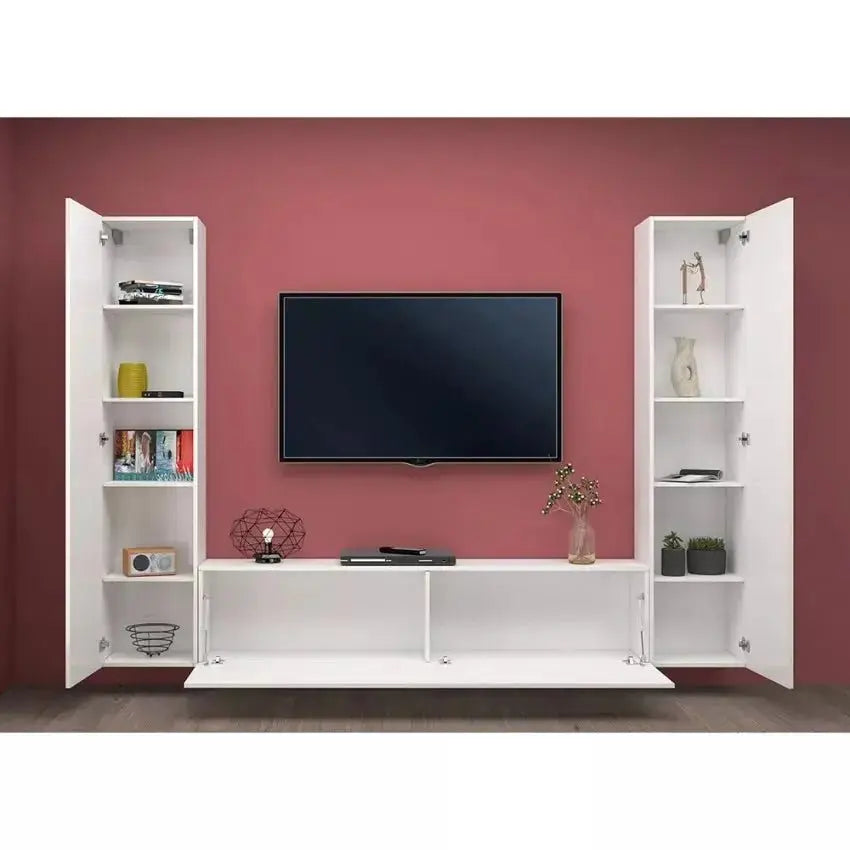 Parete Attrezzata Sospesa Maruska Moderna Bianca - 180 x 30 x 40 cm Soggiorni Italy Web forniture   