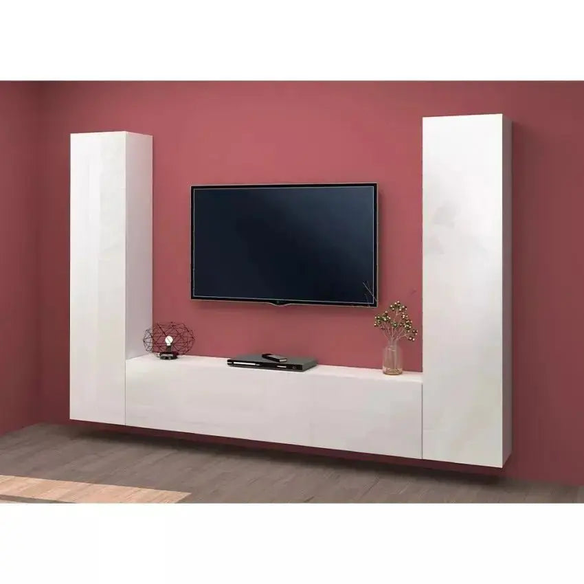 Parete Attrezzata Sospesa Maruska Moderna Bianca - 180 x 30 x 40 cm Soggiorni Italy Web forniture   