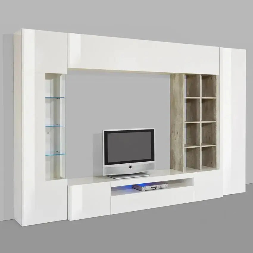 Parete Soggiorno Egypt: Bianco Lucido - Cemento Mobili Italy Web forniture   