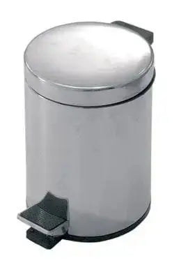 Pattumiera acciaio cromato 3 lt con pedale, design moderno e compatto per bagno, da Hobby Shop Solution.