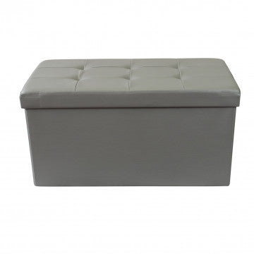 Pouf contenitore rettangolare in ecopelle grigia 76x38x38 cm