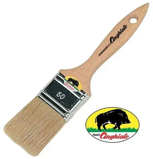 Pennellessa setola bionda Cinghiale S.542 con ghiera nichelata e manico in legno, misura 50 mm per pittura professionale e fai da te