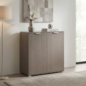 Mobiletto 2 ante in truciolare bilaminato rovere grigio 75x38x85 cm