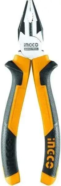 Pinza Ingco diverse misure in acciaio cromo-vanadio con impugnatura bicolore antiscivolo e finitura nera. Utensile da ferramenta resistente e pratico.