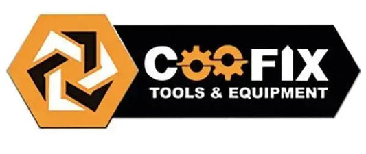 Logo Coofix Tools & Equipment con ingranaggi stilizzati, marchio di utensili da ferramenta come la pinza spelafili 160mm CRV
