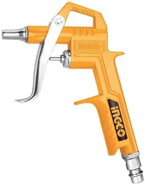 Pistola soffiaggio alluminio 16mm INGCO con impugnatura ergonomica e struttura resistente, ideale per aria compressa in ambito professionale.