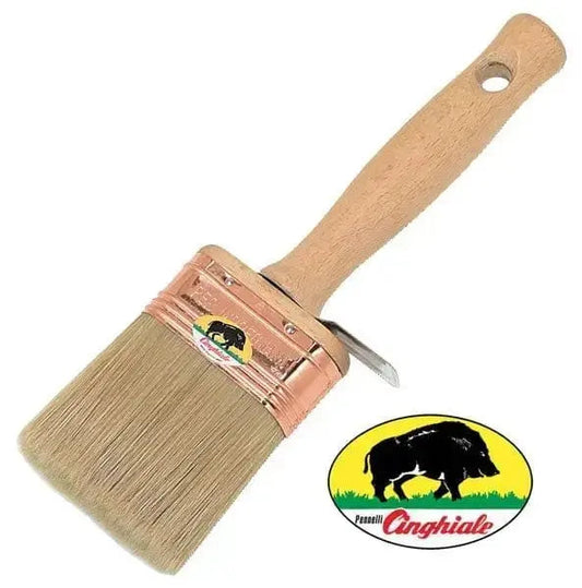 PLAFONC. OV.X IMPR.S.B.DA 7X13 27 pennellessa ovale Cinghiale con setole bionde, ghiera ramata e manico in legno verniciato per impregnanti e vernici.