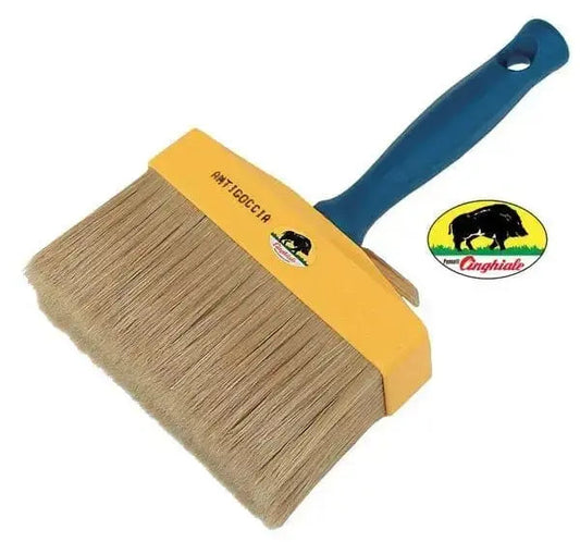 Plafonetta antigoccia Cinghiale S.212 con manico anatomico in plastica blu e setole miste, ideale per idropitture e quarzi. Disponibile in diverse misure.