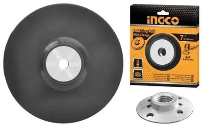 Platorello di ricambio per lucidatrice Ingco da 180 mm in gomma con dado M14x2, ideale per levigatrici e lucidatrici professionali.