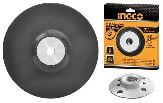 Platorello di ricambio per lucidatrice Ingco da 180 mm in gomma con dado M14x2, ideale per levigatrici e lucidatrici professionali.