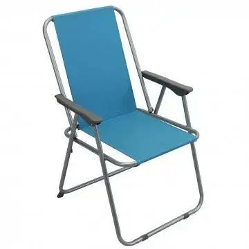 Poltrona Relax Alta Verniciata Azzurro, Metallo Spiaggine Hobby Shop Solution   