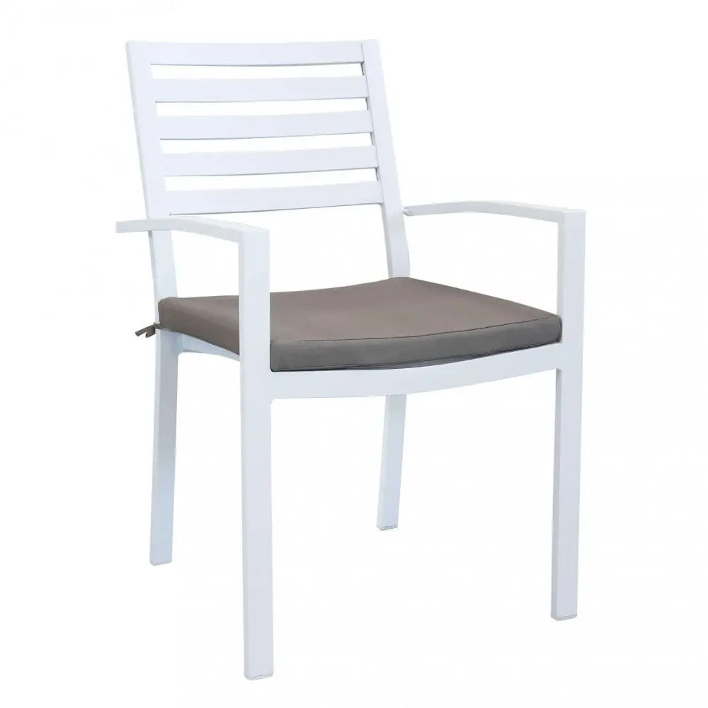 Poltrona da giardino in alluminio bianco con cuscino taupe (Dimensioni: 46x62x84 cm) Sedie da giardino Hobby Shop Solution   