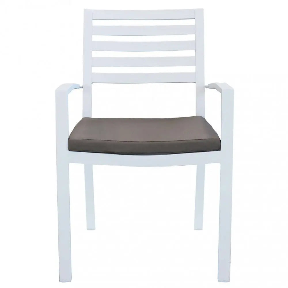 Poltrona da giardino in alluminio bianco con cuscino taupe (Dimensioni: 46x62x84 cm) Sedie da giardino Hobby Shop Solution   