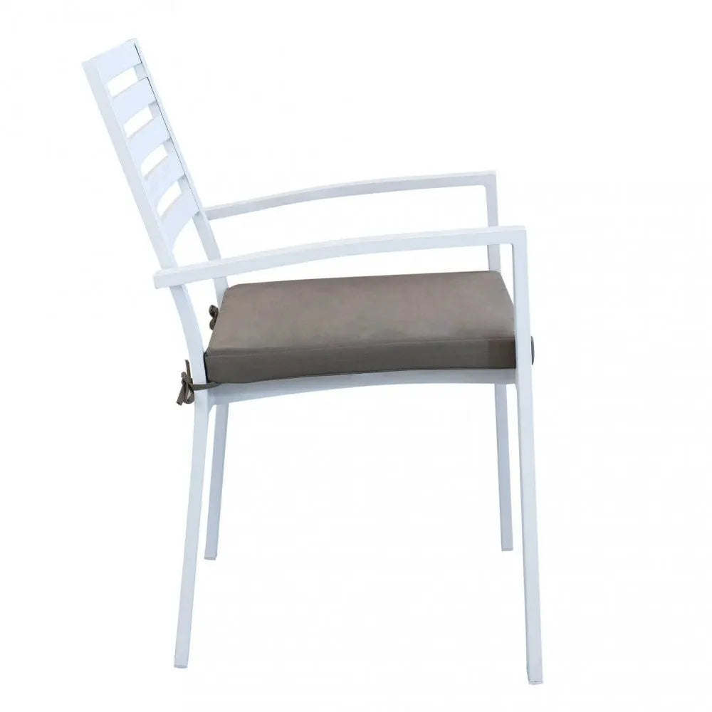 Poltrona da giardino in alluminio bianco con cuscino taupe (Dimensioni: 46x62x84 cm) Sedie da giardino Hobby Shop Solution   