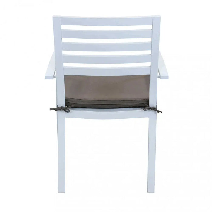 Poltrona da giardino in alluminio bianco con cuscino taupe (Dimensioni: 46x62x84 cm) Sedie da giardino Hobby Shop Solution   