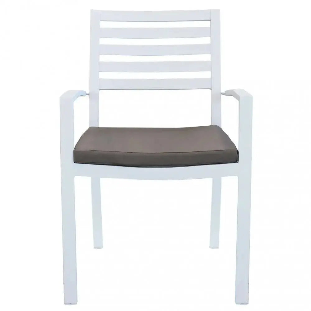 Poltrona da giardino in alluminio bianco con cuscino taupe (Dimensioni: 46x62x84 cm) Sedie da giardino Hobby Shop Solution   