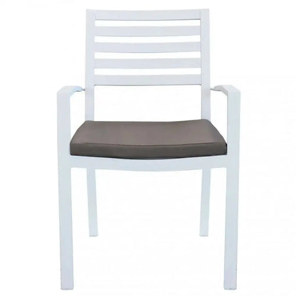 Poltrona da giardino in alluminio bianco con cuscino taupe (Dimensioni: 46x62x84 cm) Sedie da giardino Hobby Shop Solution   