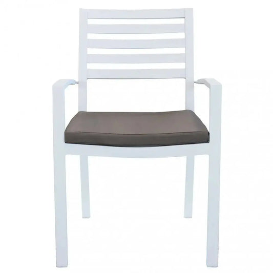 Poltrona da giardino in alluminio bianco con cuscino taupe (Dimensioni: 46x62x84 cm) Sedie da giardino Hobby Shop Solution   