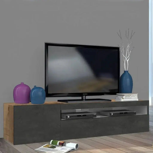 Porta TV con 1 anta + anta ribalta: DAIQUIRI acero pereira - ardesia Porta tv Italy Web forniture   